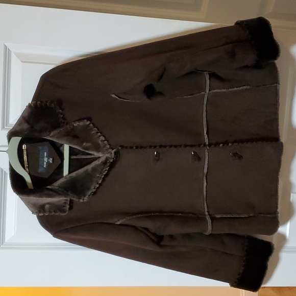 SALE Jones New York Faux Suede Fur Petite Women's Coat size M - Picture 2 of 9